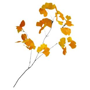 仿真银杏叶树枝秋天装饰花布景造树落叶绢布绿植工程花艺干花摆件