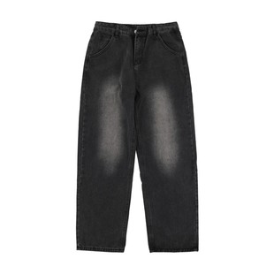 日系秋季大码裤子男美式复古水洗工装牛仔裤vibe风直筒宽松阔腿裤