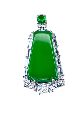 绿玛瑙吊坠无事牌玉髓平安牌挂坠