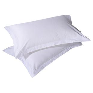 星级酒店宾馆专用床上用品全棉贡缎纯白色加密缎条枕套单人枕头套