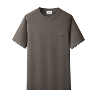 欧货重磅男士秋冬加厚短袖打底衫圆领简约潮牌红色本命年T恤上衣