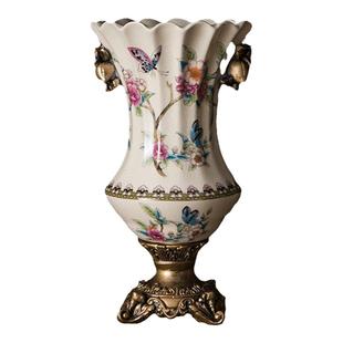 美式陶瓷高端鲜花瓶复古欧式奢华客厅中式高级装饰品法式艺术摆件