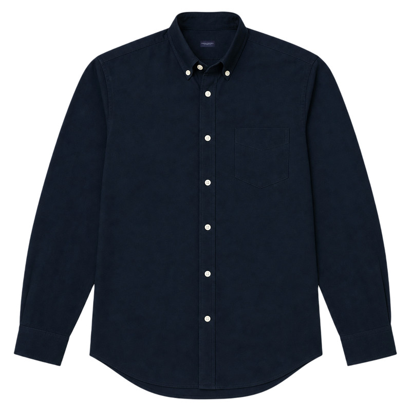 CHARLES TYRWHITT2026新款修身版型深蓝色弹力水洗府绸纽扣领衬衫