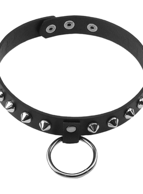 黑PU皮伞形钉新创意朋克圆环手链