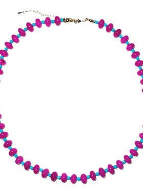 热情泡泡糖天然石串珠项链