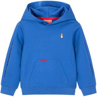 暇步士童装儿童卫衣春秋新款男童舒适连帽套头衫女童休闲百搭上衣