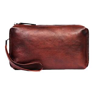 复古手工擦色植鞣皮手包男休闲长款钱包头层牛皮拉链皮夹手拿包软