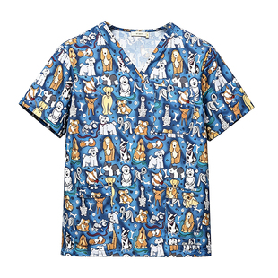 安诺手术服洗手衣男女手术衣宠物医生服护士服印花手术室隔离衣