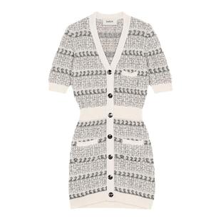 bash冬季法式小香风格雷系条纹针织毛衣裙女士修身连衣裙1E23CUTI