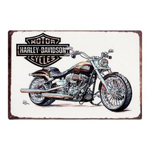 工业风复古怀旧铁皮画车牌酒吧理发店卧室墙上装饰挂件壁挂画创意