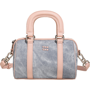 新年礼物TOUTOU仿牛仔保龄球包可爱饼干手提波士顿包枕头包生日女