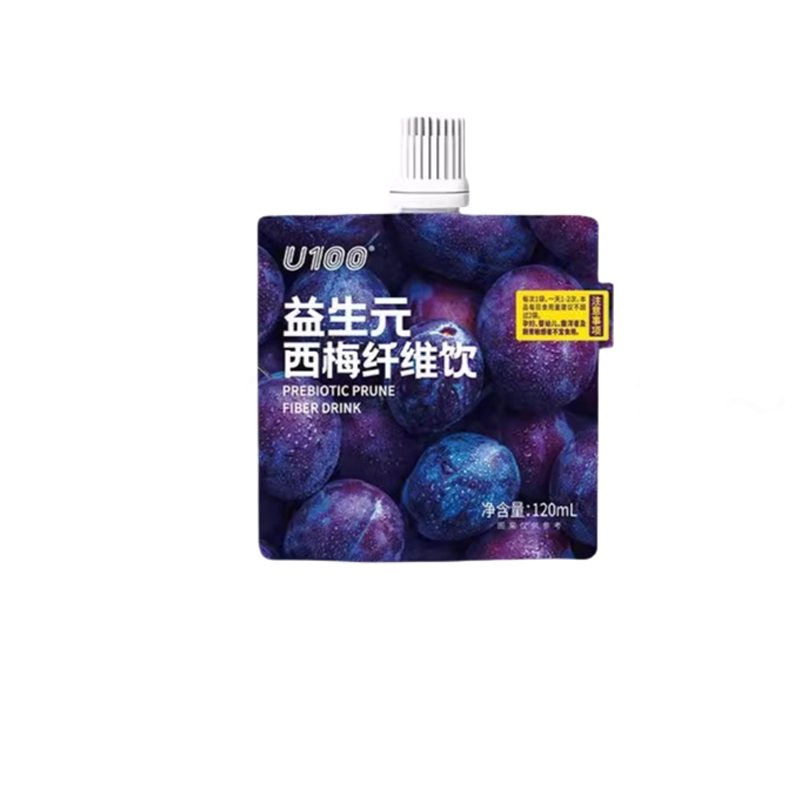 U100益生元西梅纤维果饮西梅浓缩汁商超同款西梅汁袋装饮料