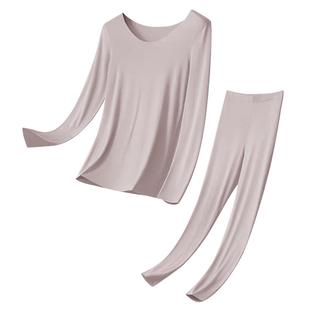 觅丝【裸感】睡衣莫代尔打底杉内衣男款春秋衣秋裤女家居情侣套装