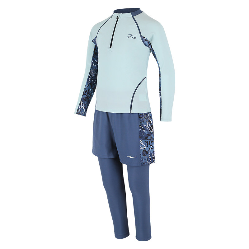 鸿星尔克儿童游泳衣男童2026新款防晒保暖长袖长裤泡温泉度假泳装