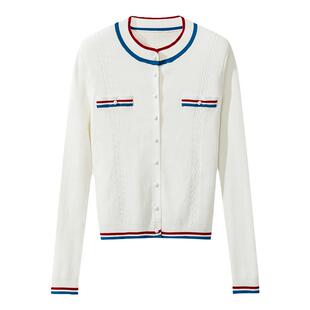 Tennis Core意系千金运动风圆领坑条绞花针织上衣/半裙小香风套装