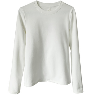 加厚双面磨毛圆领德绒打底衫女秋冬内搭直筒显瘦洋气长袖T恤上衣