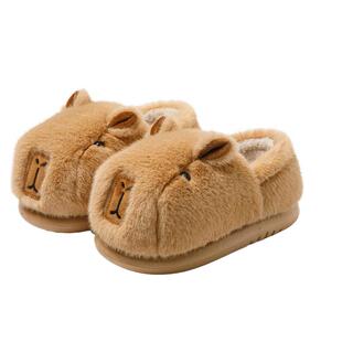 可爱水豚棉拖鞋女款秋冬季居家厚底防滑毛绒保暖卡皮巴拉包跟棉鞋