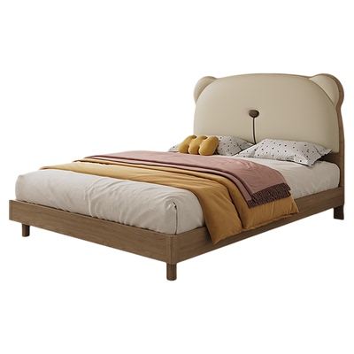 索菲亚可爱儿童床环保白蜡木儿童实木床小1米2实木小熊床单人床JP