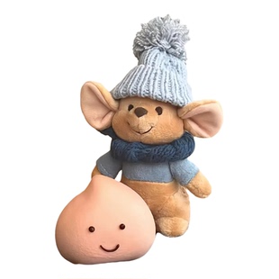 日本LEEQEJ复古站姿站立小豆毛绒可爱小老鼠摆件钥匙扣挂件送礼物