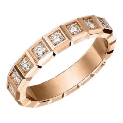 明星同款小冰块戒指女18K玫瑰金轻奢设计感镶钻叠戴指环情侣对戒