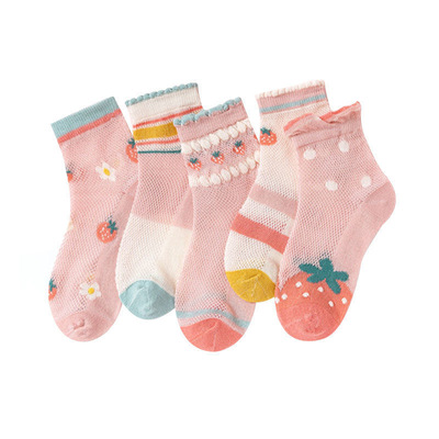 儿童袜子女童袜子夏季薄款透气宝宝袜卡通中大童学生花边公主袜