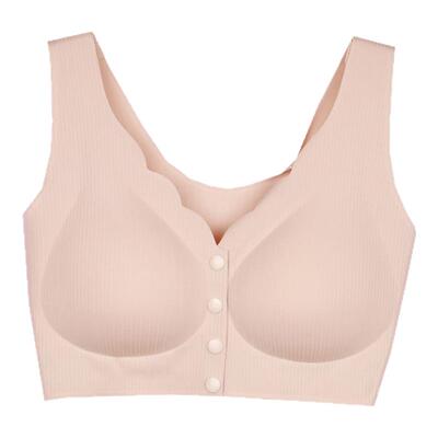 婷妃中老年人无钢圈背心式内衣妈妈大码全罩杯无痕前扣妇女文胸罩