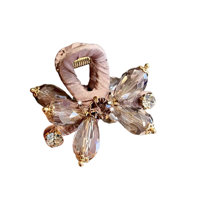 法式粉色水晶小抓夹女精致水钻发夹刘海侧边夹后脑勺半扎发鲨鱼夹