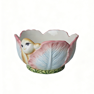 欧式陶瓷加厚高颜值白菜兔子可爱浮雕家用厨房菜汤碗大号面碗汤盆