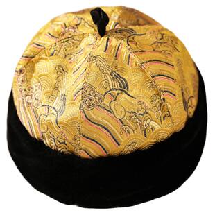 男童周岁帽子生日帽男宝宝唐装演出夏季复古帽子地主帽抓周亲子帽