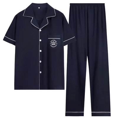 纯棉睡衣男四季通用短袖长裤薄款