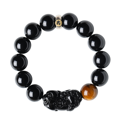 貔貅手链男女情侣款天然黑曜石