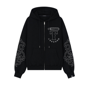 eihey诶嘿26年秋季美式复古宽松连帽卫衣休闲百搭拉链上衣外套女