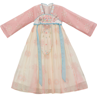 汉服女童2026春秋款儿童古装仙气公主连衣裙女孩粉色可爱公主襦裙