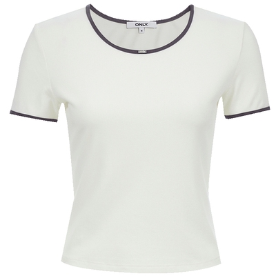 ONLY莱卡撞色修身舒适上衣U领T恤