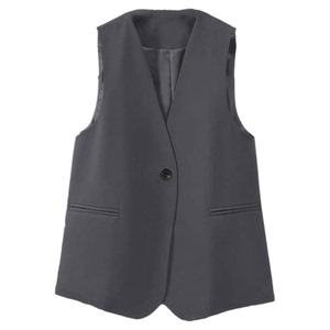 西装马甲女灰色2026春秋新款大码背心V领坎肩宽松时尚西服马夹潮