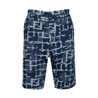 芬迪男经典FF仿旧休闲牛仔短裤