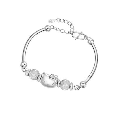 潮色绘凯蒂猫手链纯银女手镯首饰