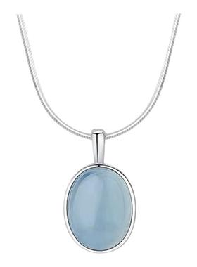 S925纯银海蓝宝色吊坠项链春夏款