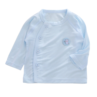 6一12月婴儿夏装空调服薄款冰丝莫代尔新生男女宝宝长袖上衣单件