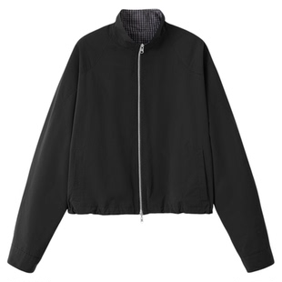 AMOR禾末“复古格纹”进口Solotex两面穿格纹工装收腰夹克短外套