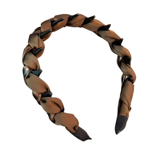 刘亦菲同款皮布拼接波浪发箍女轻奢高颅顶带齿头箍高级日常外戴