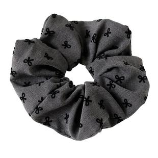 法式复古灰色蝴蝶结大肠发圈头绳女丸子头皮筋高级感马尾发绳头花