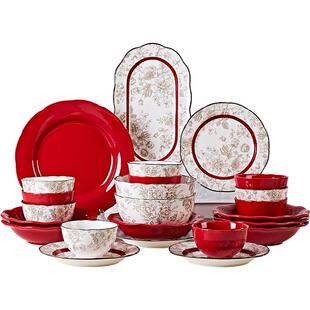 陪嫁结婚碗筷套装碗碟套装家用结婚礼物乔迁之喜入宅碗餐具套装