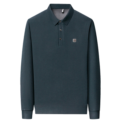 袋鼠加绒加厚长袖POLO衫