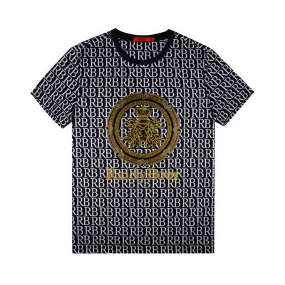 Raidy Boer/雷迪波尔男夏新烫钻印花LOGO纯棉圆领短袖T恤7063