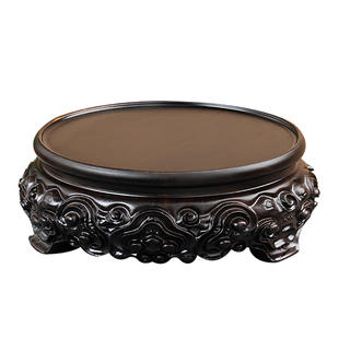 实木雕刻奇石摆件圆形石头底座佛像文玩花盆花瓶茶壶香炉木头托架