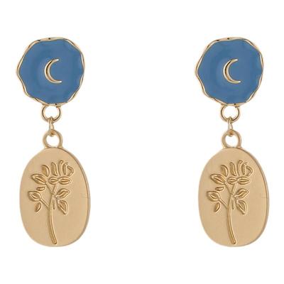 复古蓝月玫瑰耳环蚊香盘耳夹