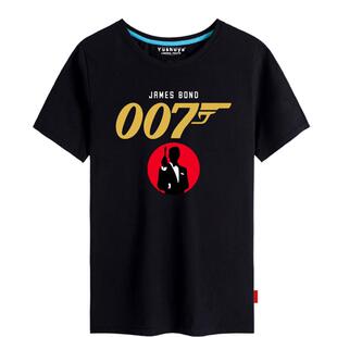 007特工詹姆斯邦德短袖t恤衫男女学生电影周边衣服纯棉半截袖体恤