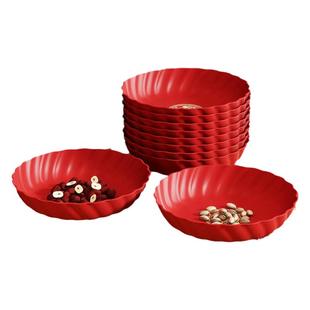 红色喜庆水果坚果盘客厅茶几家用轻奢盘子过年高端大圆盘塑料盘