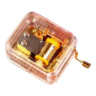 透明亚克力镀金八音盒音乐盒手摇创意儿童生日情人节幼儿园礼品